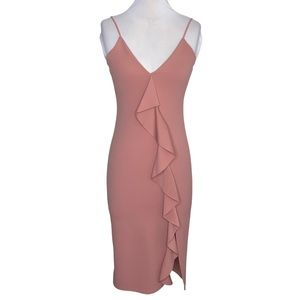 Missguided Bodycon Ruffle Dress, Pink, Size 4
